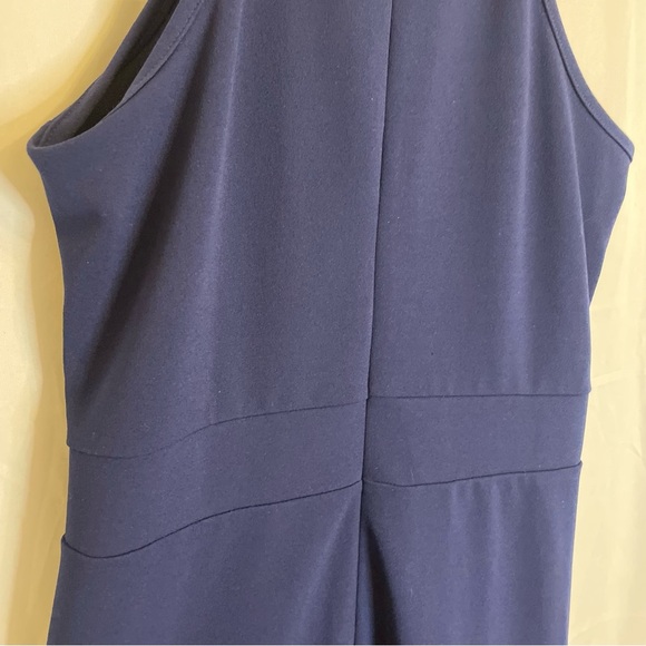 WOOSEA Women’s Navy Blue Halter Neck Sleeveless Full Length Ruffle Dress Large - Picture 10 of 11